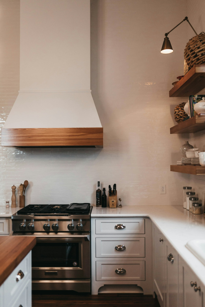 A clean, organized kitchen counter with only the essentials in reach